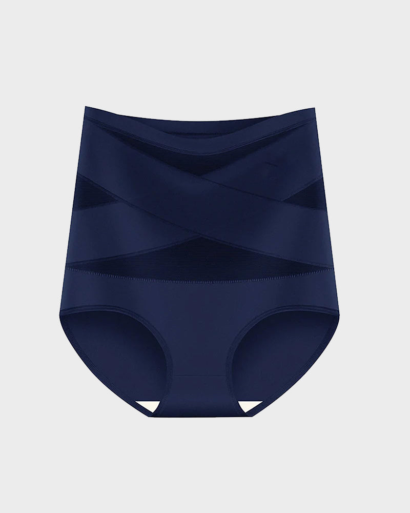 Plus-Size High-Waist Cross Tummy Control Panties-11