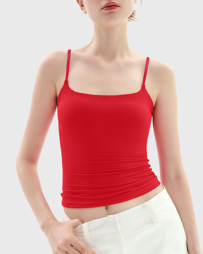 Minimalist Slim Tank Top – Square Neck & Adjustable Straps-12