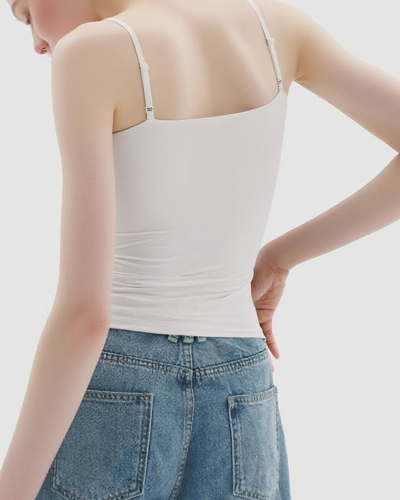 Minimalist Slim Tank Top – Square Neck & Adjustable Straps-8