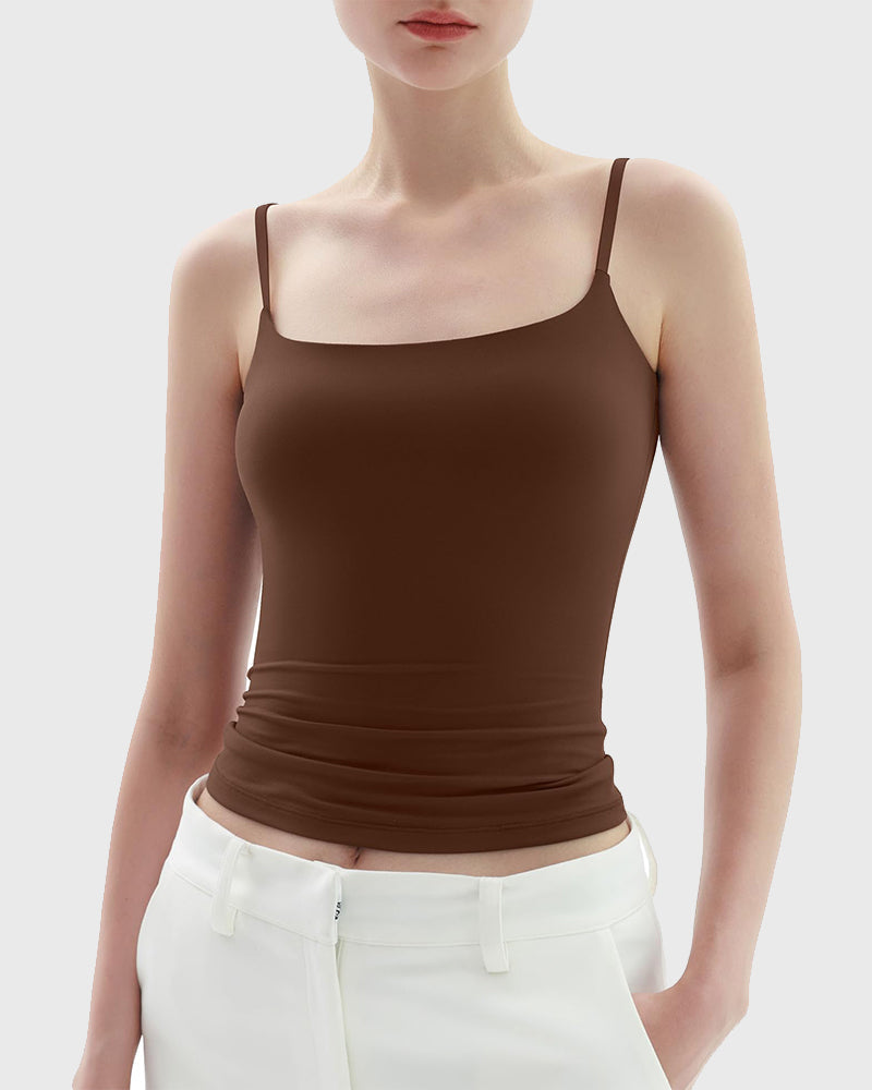 Minimalist Slim Tank Top – Square Neck & Adjustable Straps-15
