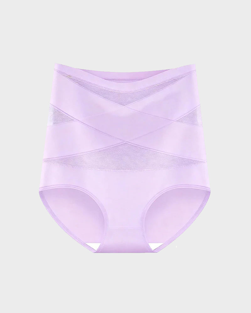 Plus-Size High-Waist Cross Tummy Control Panties-12