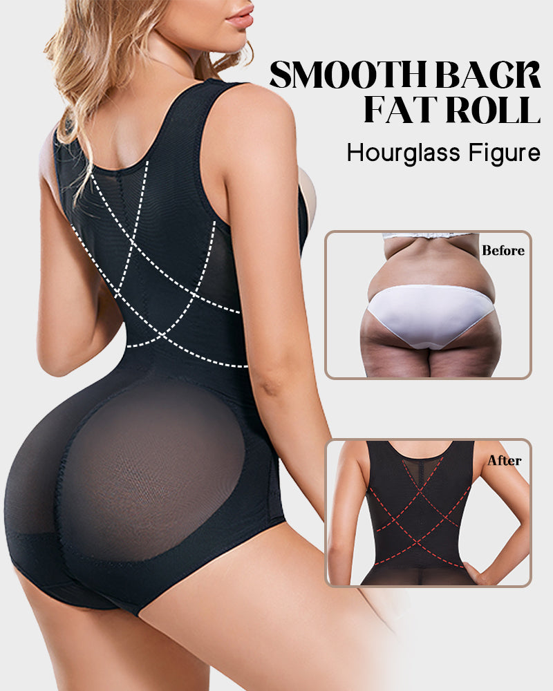 Open Bust Cross Compression Body Shaper-7