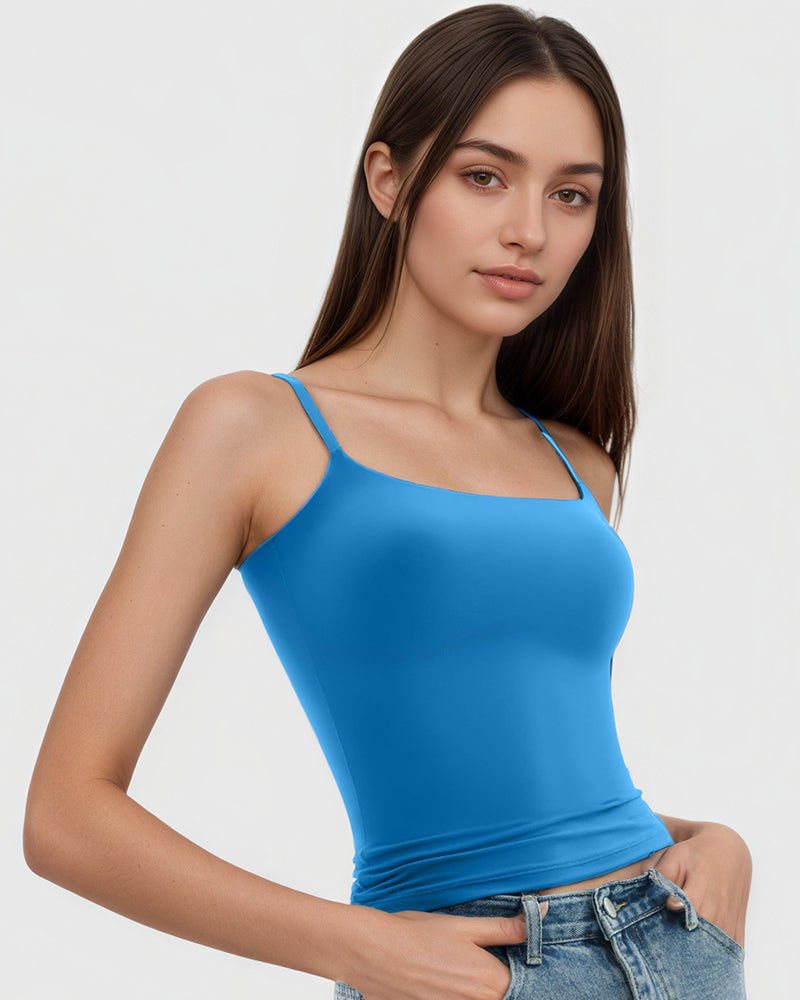 Minimalist Slim Tank Top – Square Neck & Adjustable Straps-10