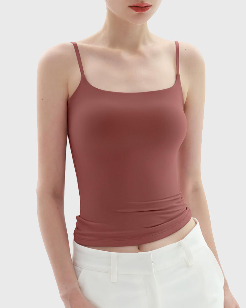 Minimalist Slim Tank Top – Square Neck & Adjustable Straps-19