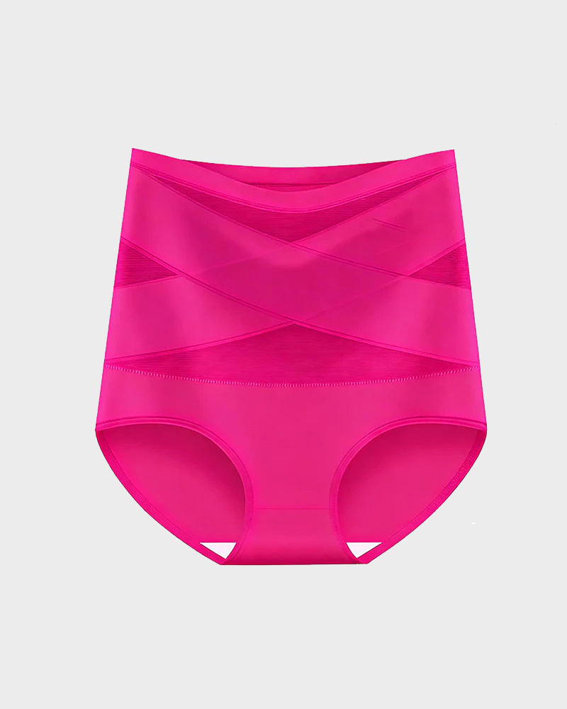 Plus-Size High-Waist Cross Tummy Control Panties-14