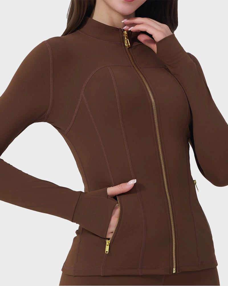 Golden Zipper Sport Jacket & 25" Leggings Set-23