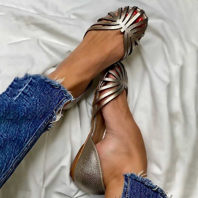LIA | OPEN-TOE INTAGLIATED BALLET FLATS-1