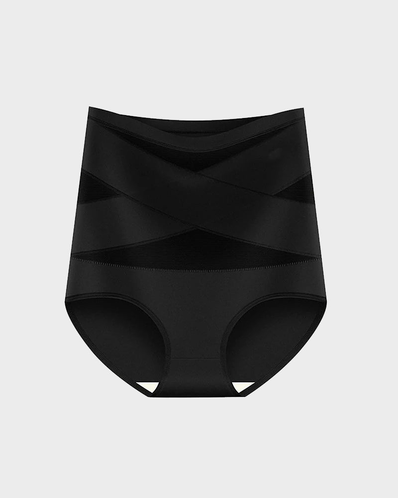 Plus-Size High-Waist Cross Tummy Control Panties-15
