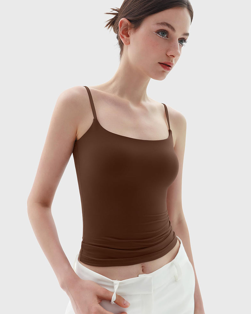 Minimalist Slim Tank Top – Square Neck & Adjustable Straps-17