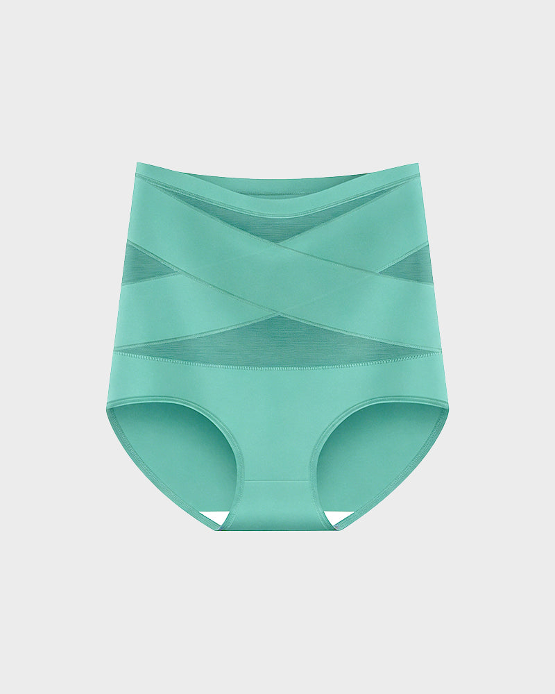 Plus-Size High-Waist Cross Tummy Control Panties-16