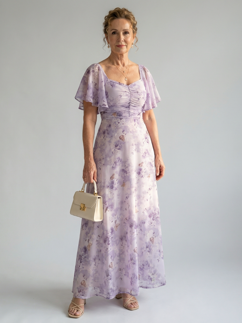 Vaelis |  Flutter Sleeve Midi Dress-1
