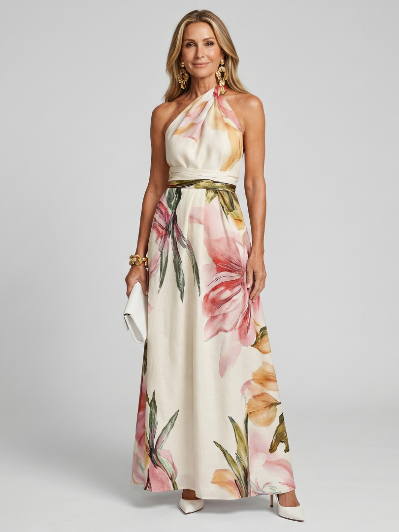 Hester | Soft Halter Flowing Skirt Maxi Dress-1