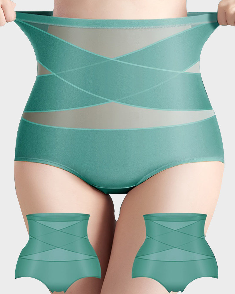 Plus-Size High-Waist Cross Tummy Control Panties-17