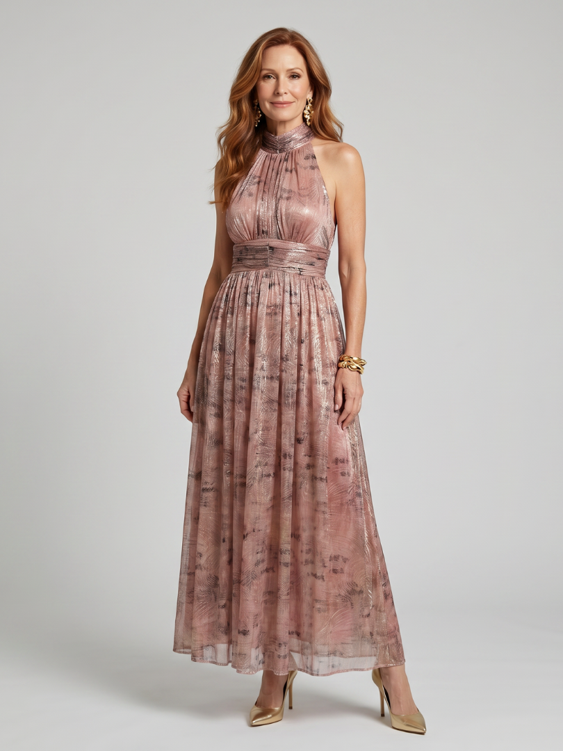Imogen | Textured Finish Sleeveless Midi Dress-1