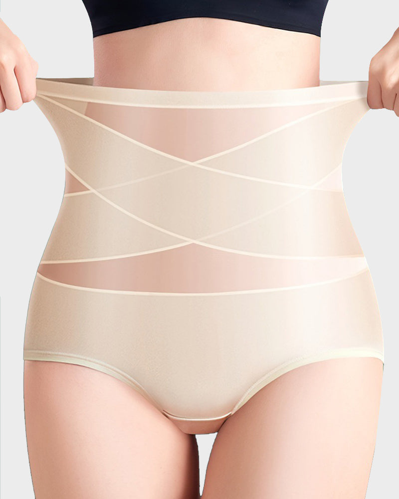Plus-Size High-Waist Cross Tummy Control Panties-18