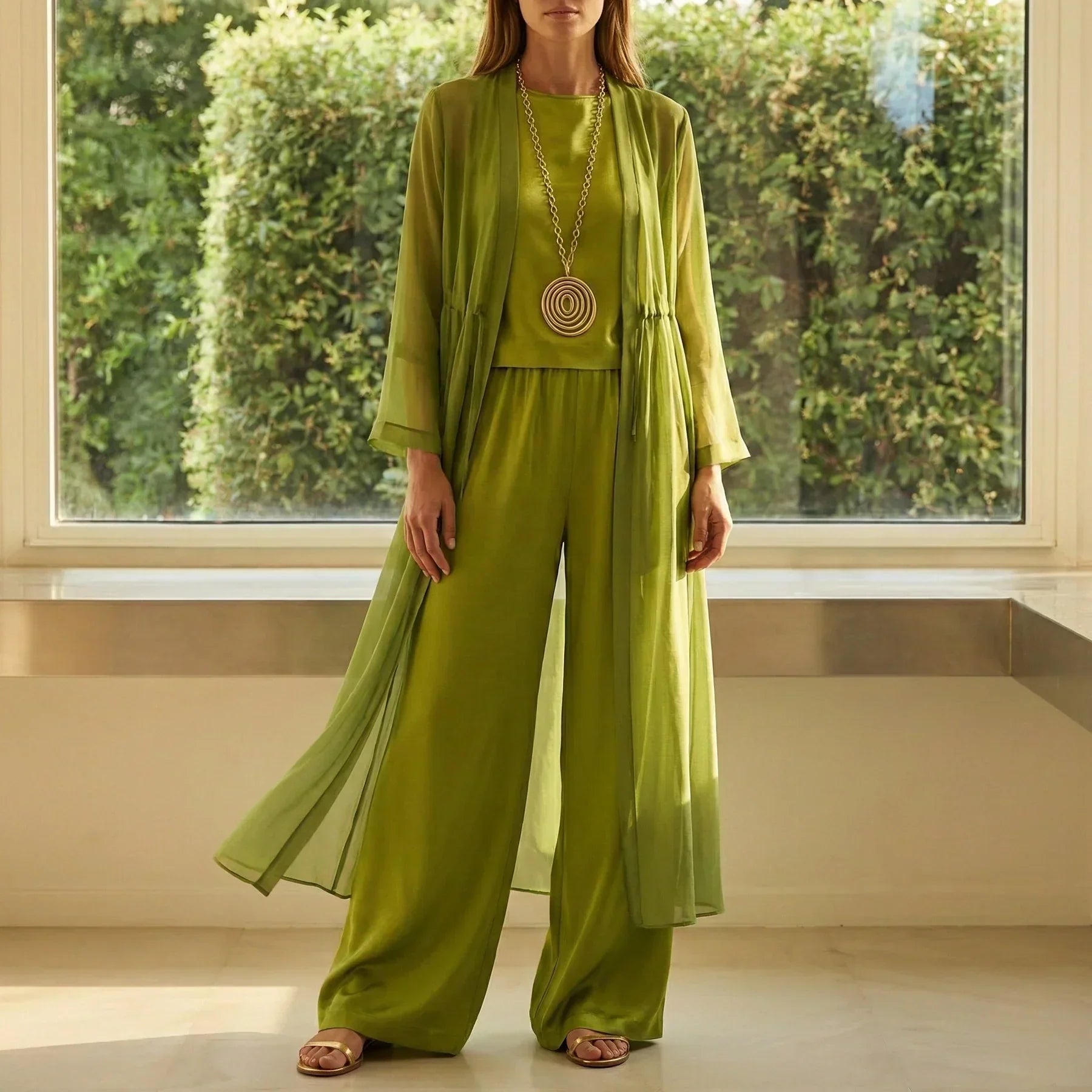 Elvira | Relaxed Drapey Tunic and Wide-Leg Pants Co-Ord Set-3