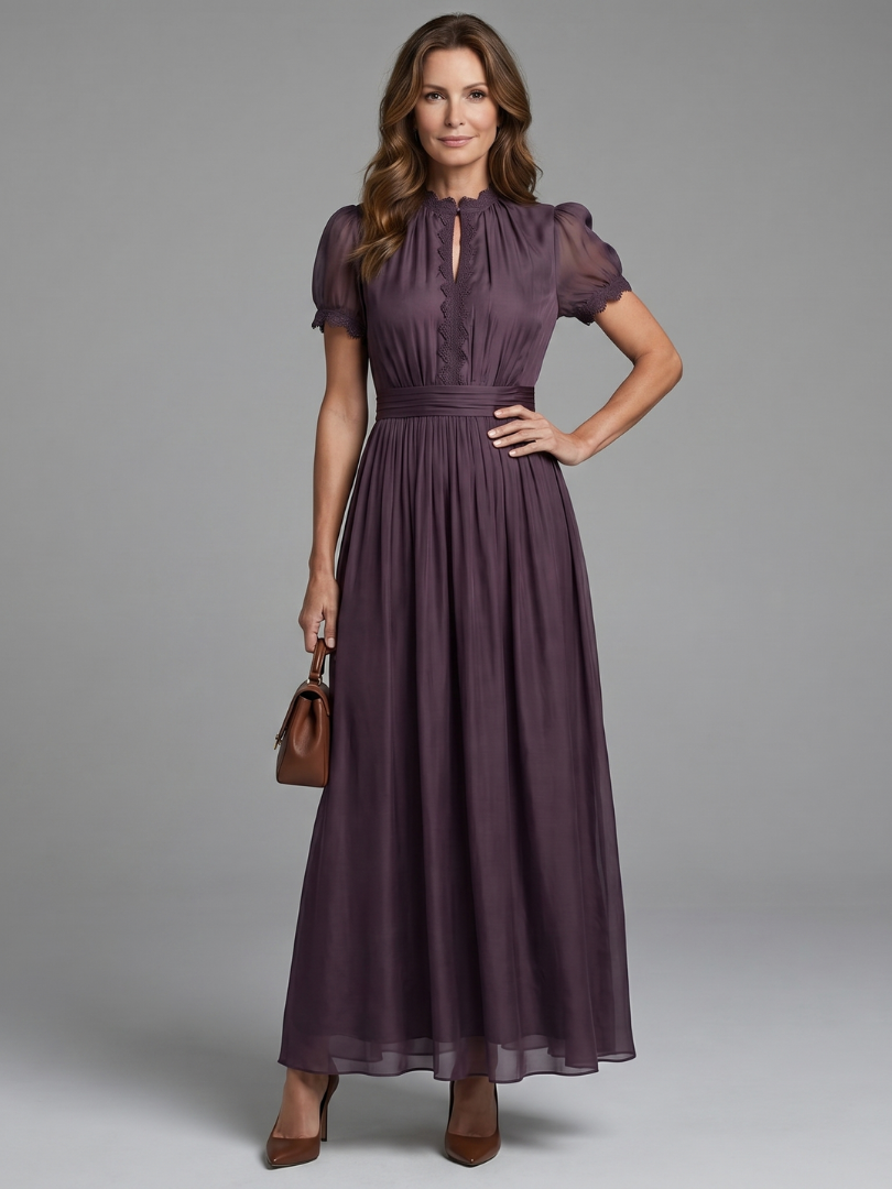 Elia | Gathered Waist Keyhole Maxi Dress-1