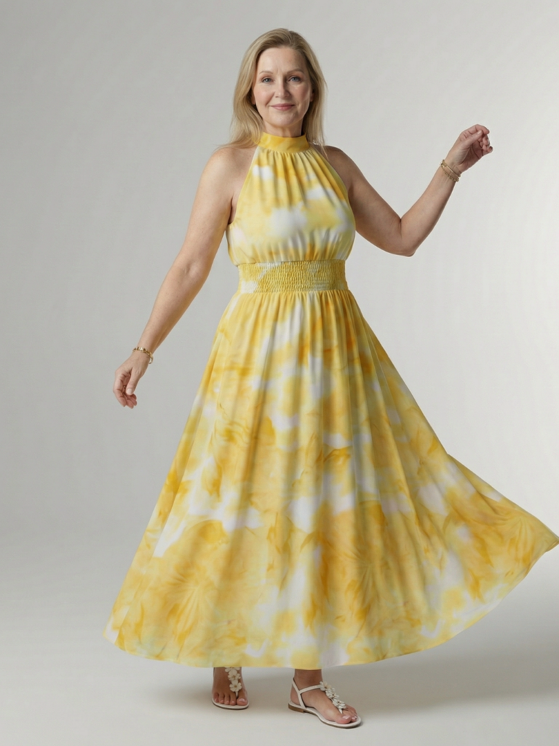 Sylin | Gathered Halter Midi Dress-1