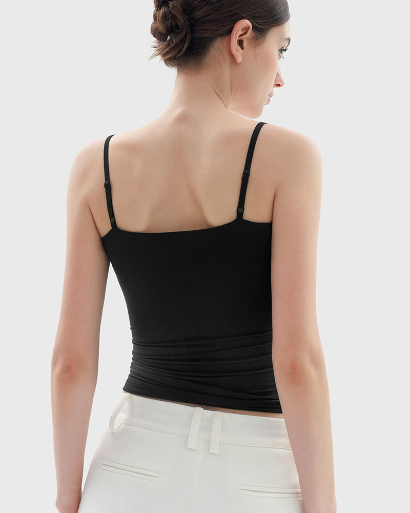 Minimalist Slim Tank Top – Square Neck & Adjustable Straps-3