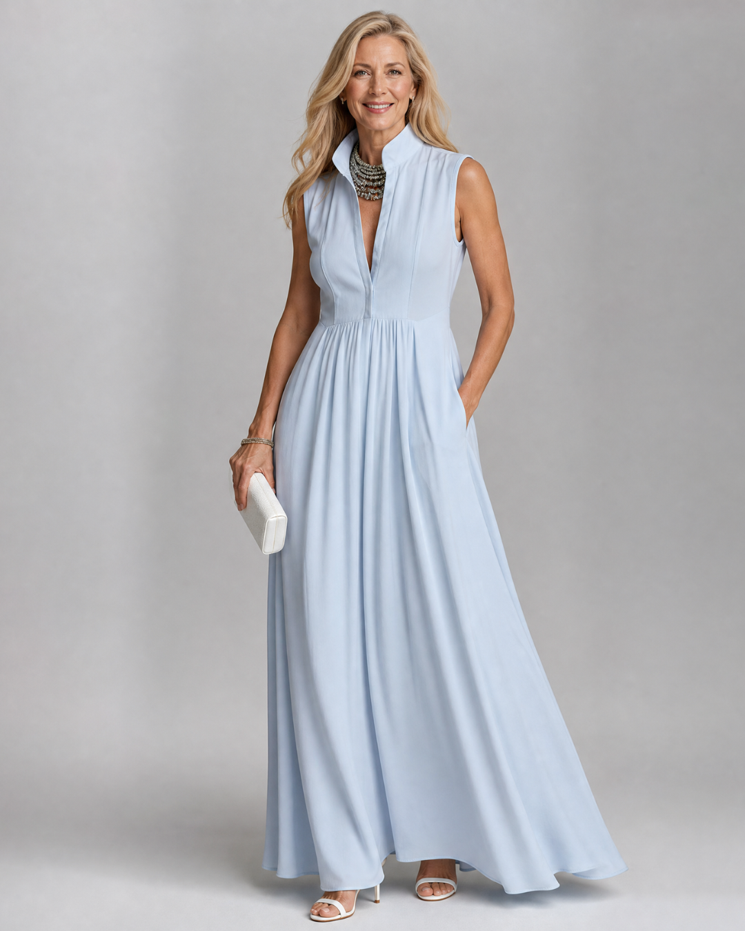 Virelia | Sleeveless Collared Flowing Wide Leg Jumpsuit-1