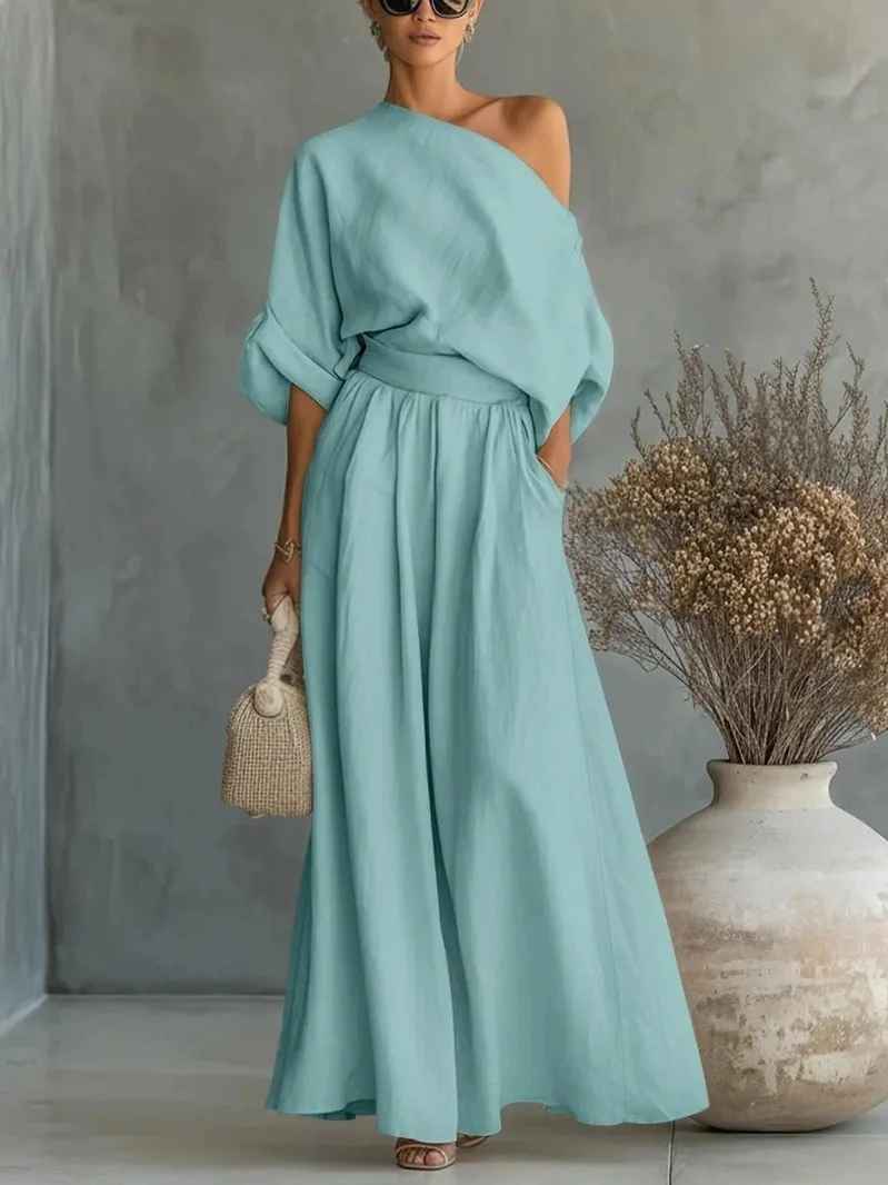 Lisa | Soft Off-Shoulder Top and Tapered Pants Set-8