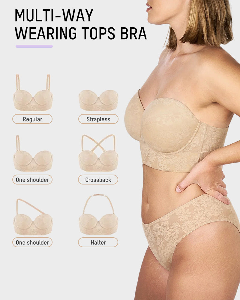 Smooth Lace Longline Strapless Underwire Bra-15
