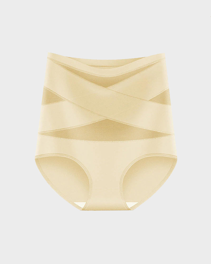 Plus-Size High-Waist Cross Tummy Control Panties-13
