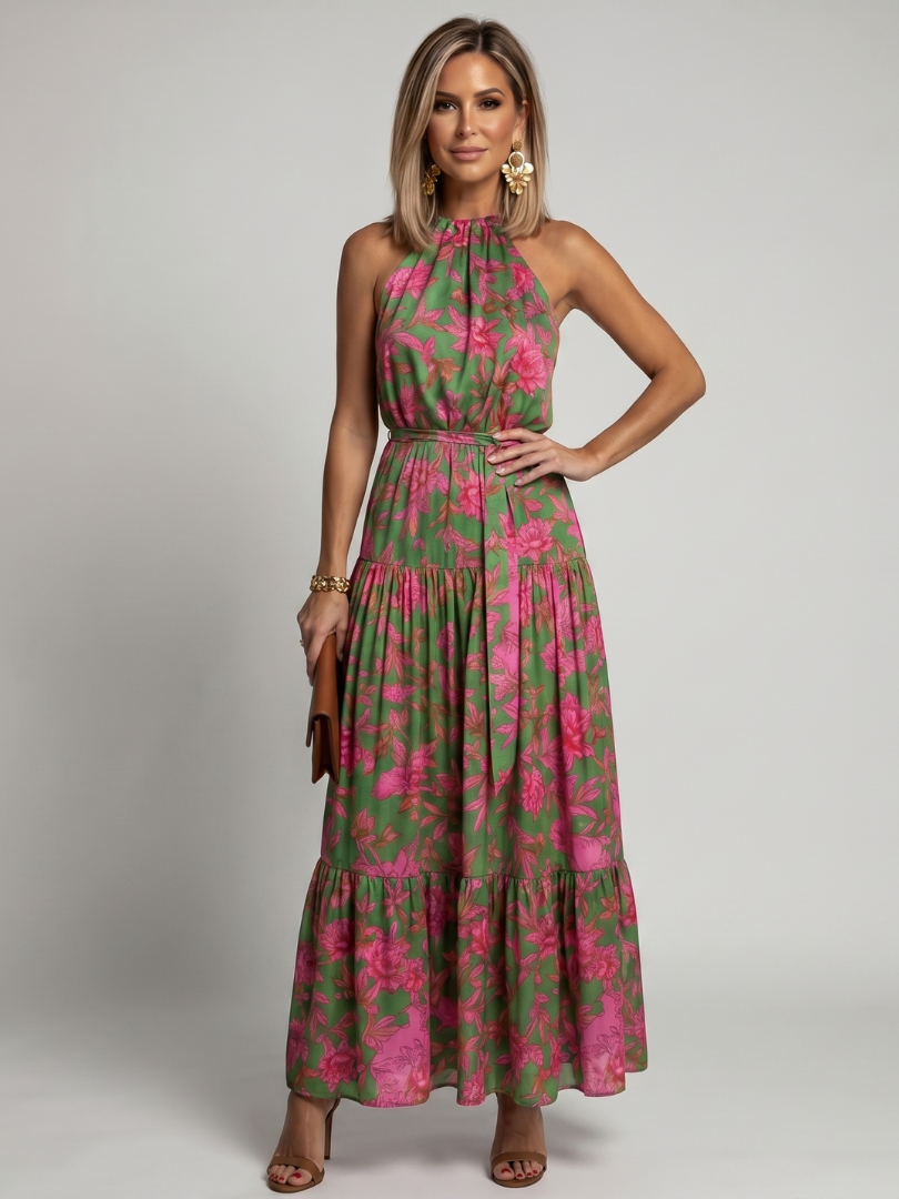 Rowen | Draped Halter Midi Dress-1