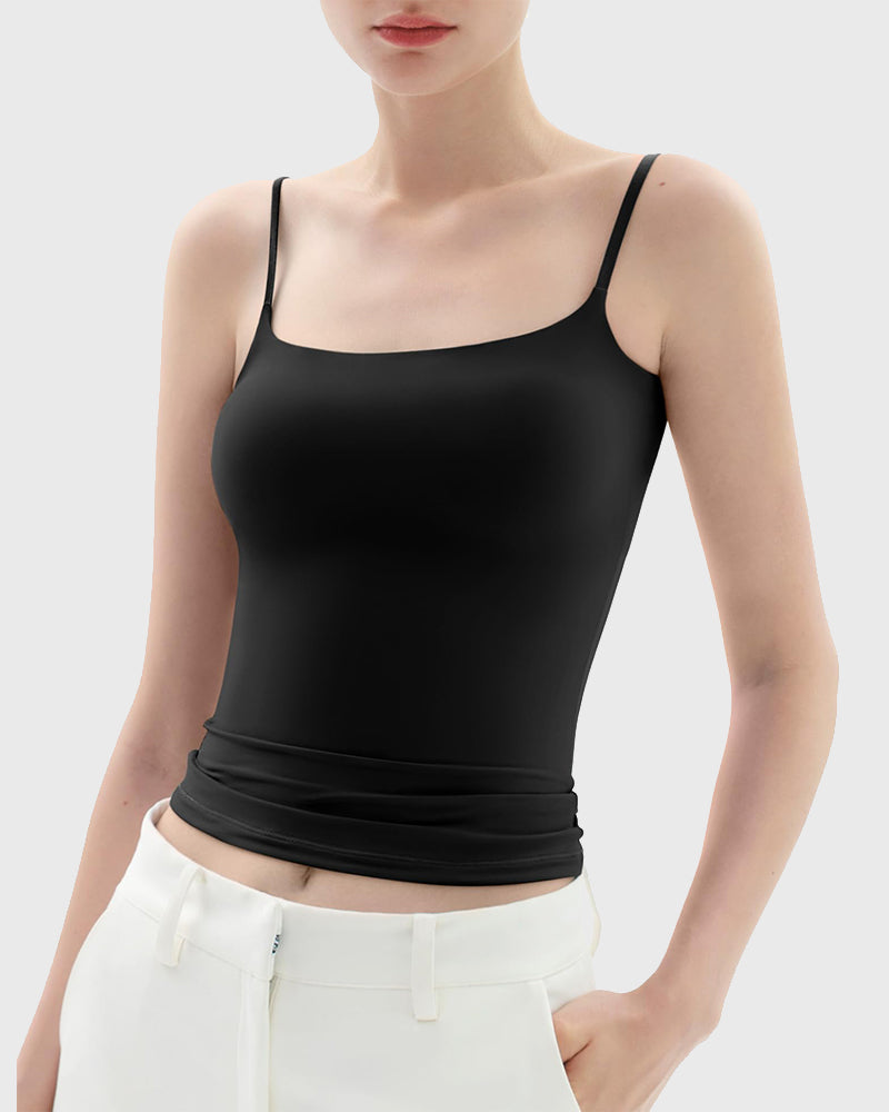 Minimalist Slim Tank Top – Square Neck & Adjustable Straps-1