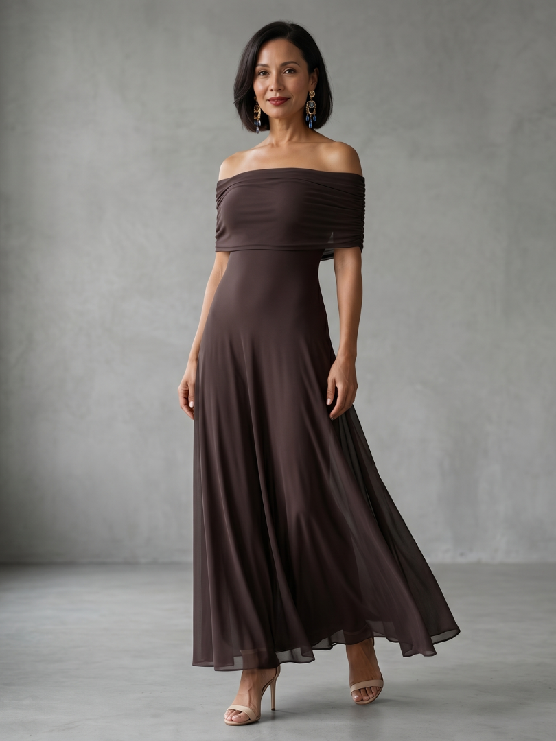 June | Off Shoulder Draped Midi Dress-1
