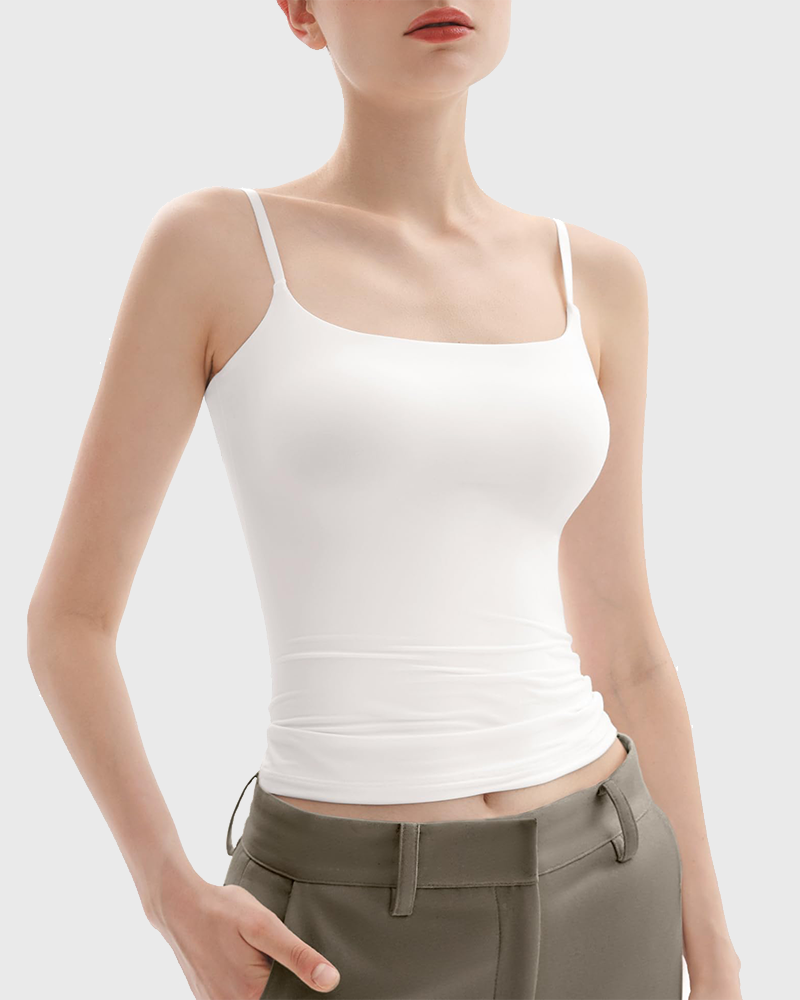 Minimalist Slim Tank Top – Square Neck & Adjustable Straps-6