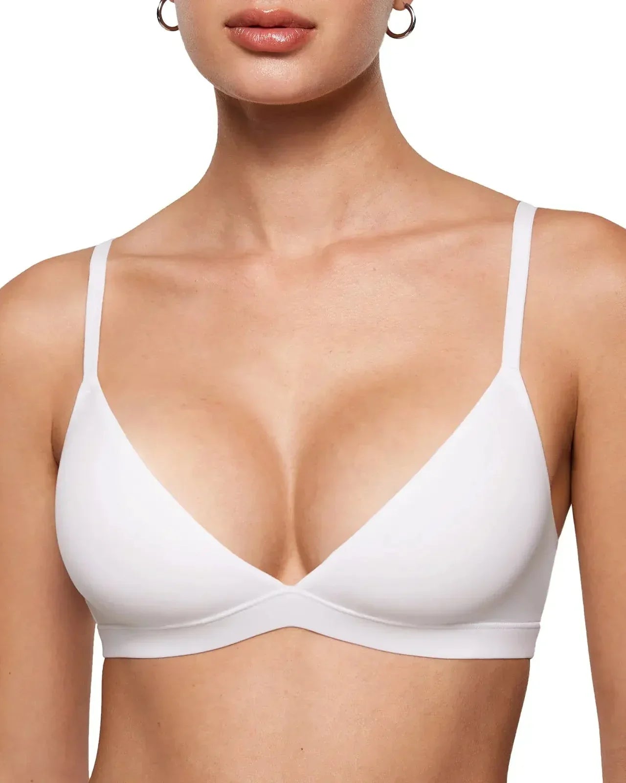 Curvy Friendly Seamless Deep V Triangle Bralette Bra-12