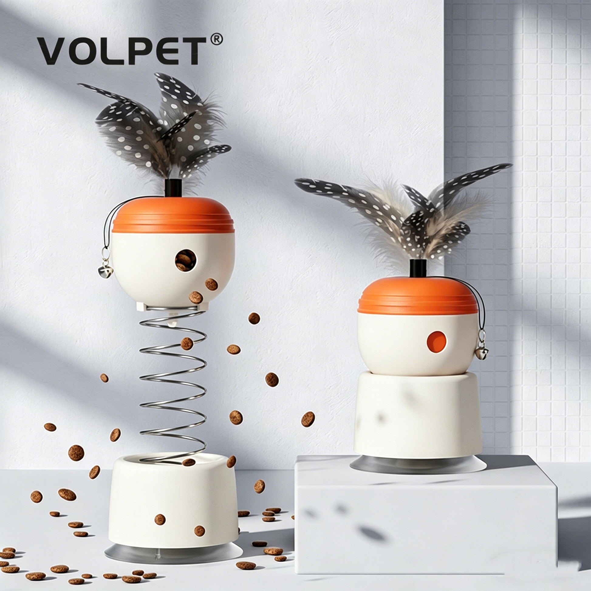 Cat Toy Puzzle Food Dispenser Suction Cup Spring Teaser-2