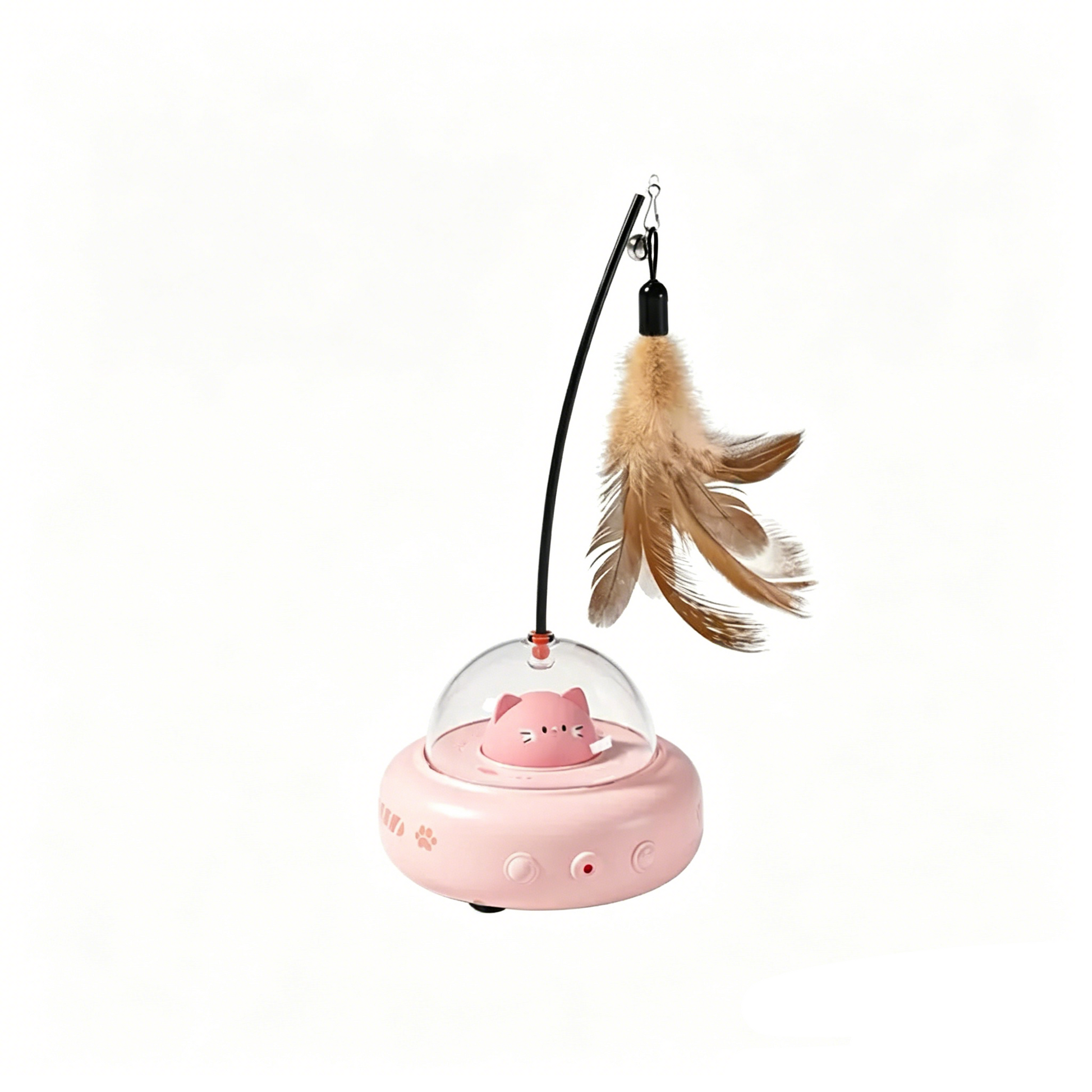 UFO 2-in-1 Laser Feather Cat Toy, Automatic Interactive Obstacle Avoidance Cat Toy USB Rechargeable-1