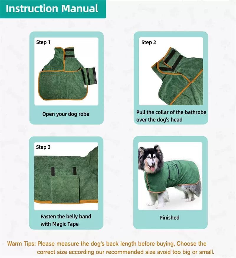 Full Coverage Pet Bathrobe | All Sizes Available for Small to Large Dogs & Cats-10