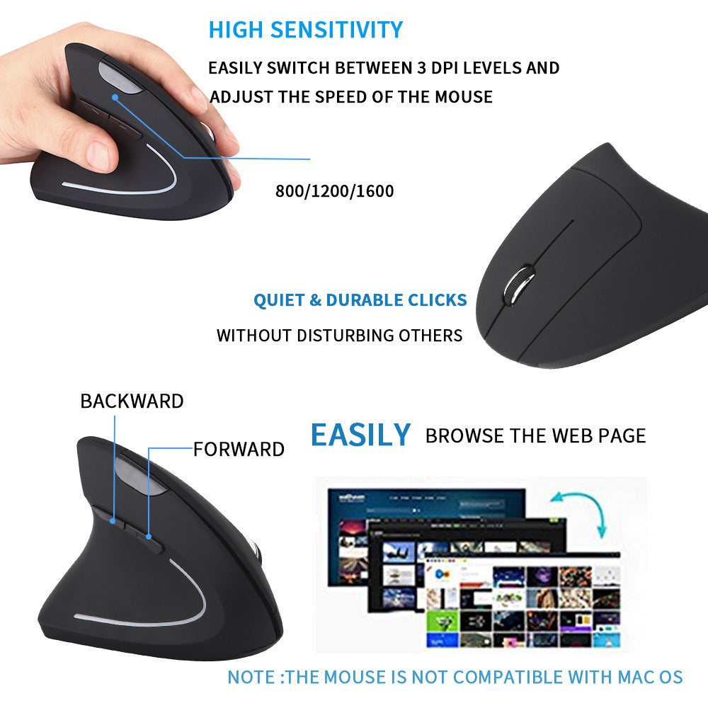 Ergonomic left-handed charging upright vertical mouse wireless esports left-handed office-3