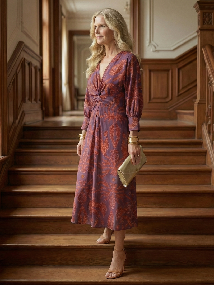 Lune | Natural Wrap Midi Dress-20