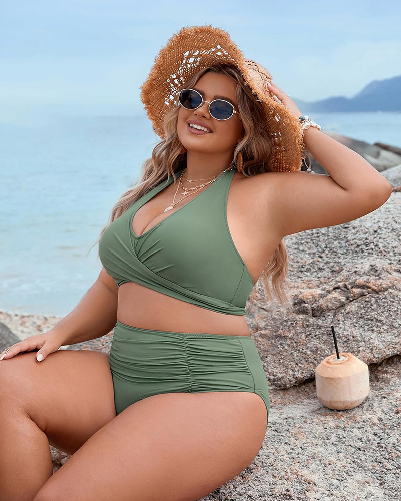 Tummy Control Bathing Suits Modest High Waisted Bikini Sets-17