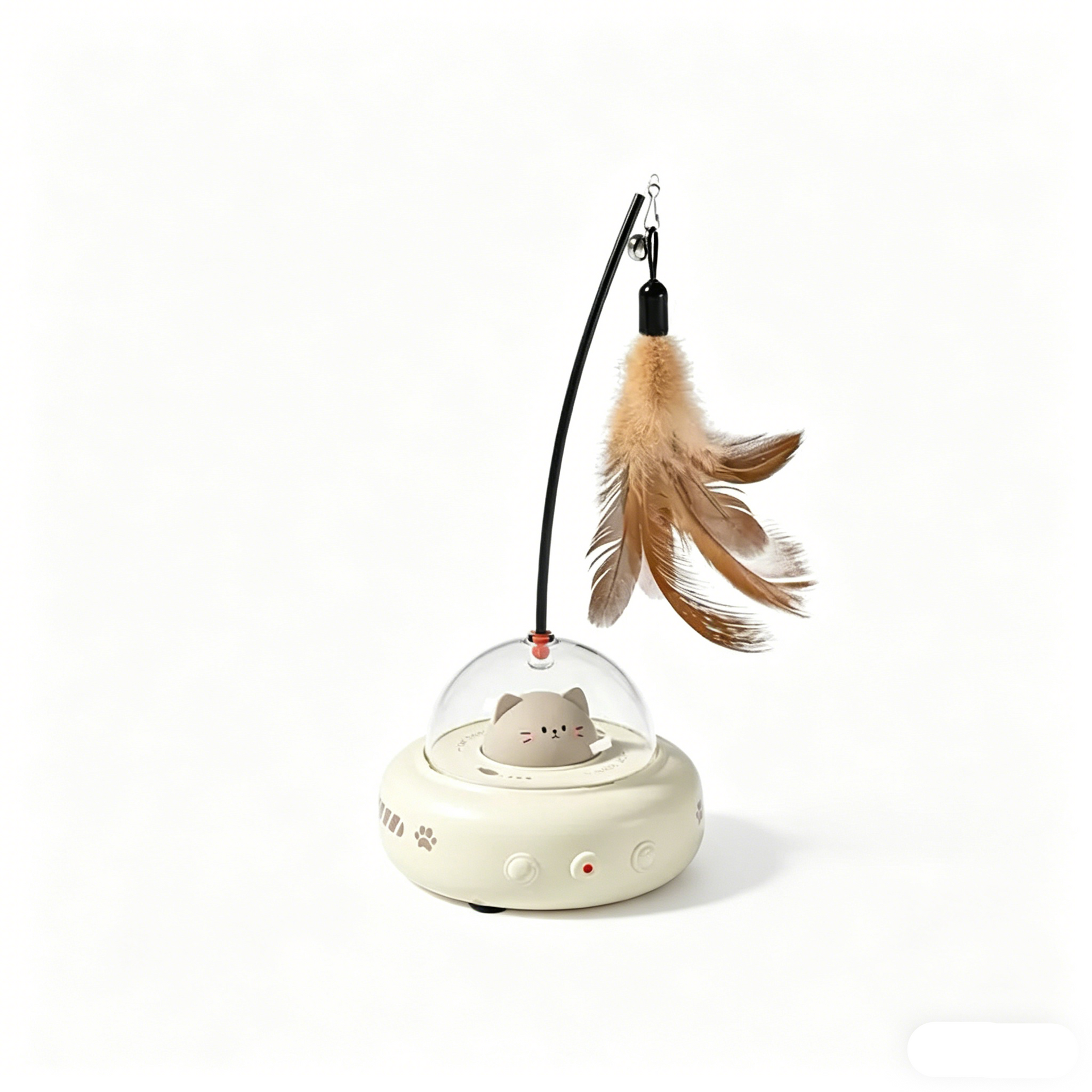 UFO 2-in-1 Laser Feather Cat Toy, Automatic Interactive Obstacle Avoidance Cat Toy USB Rechargeable