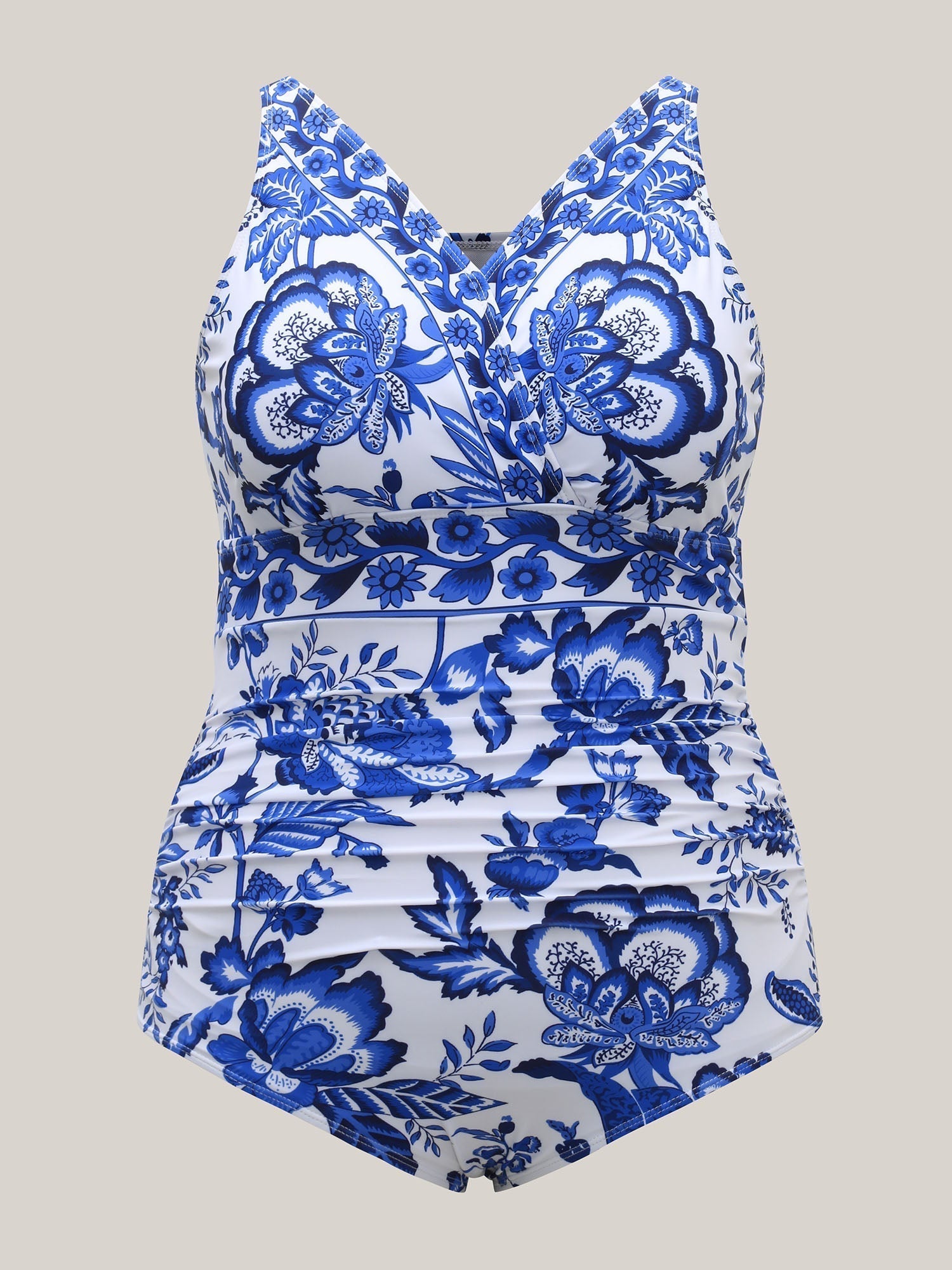 Two-Piece Floral Print Ruched Mesh Swimsuit-7