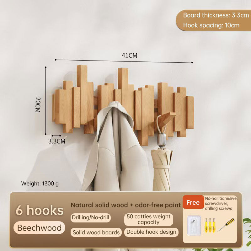 Solid Wood Hanger, Piano Key Wall Hook, Adhesive Back-of-Door Coat Hook, No Drill Entryway Organizer.-6
