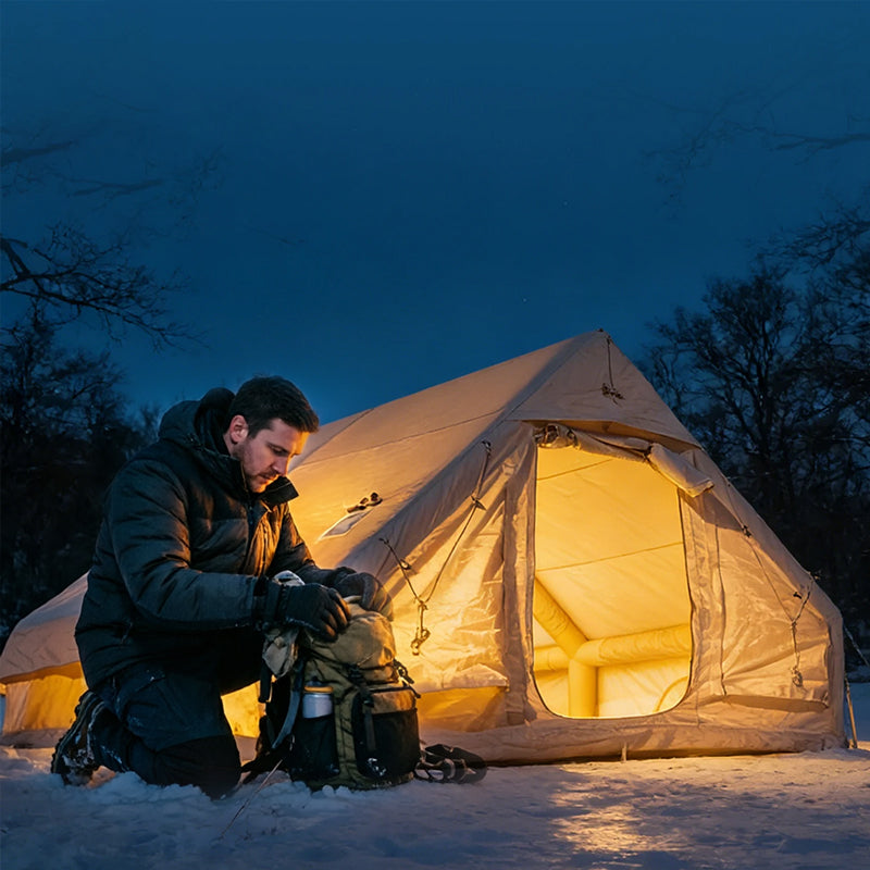 Large Inflatable Glamping Tent with Skylight, Breathable Mesh Air Tent for Summer Camping & Backpacking-4