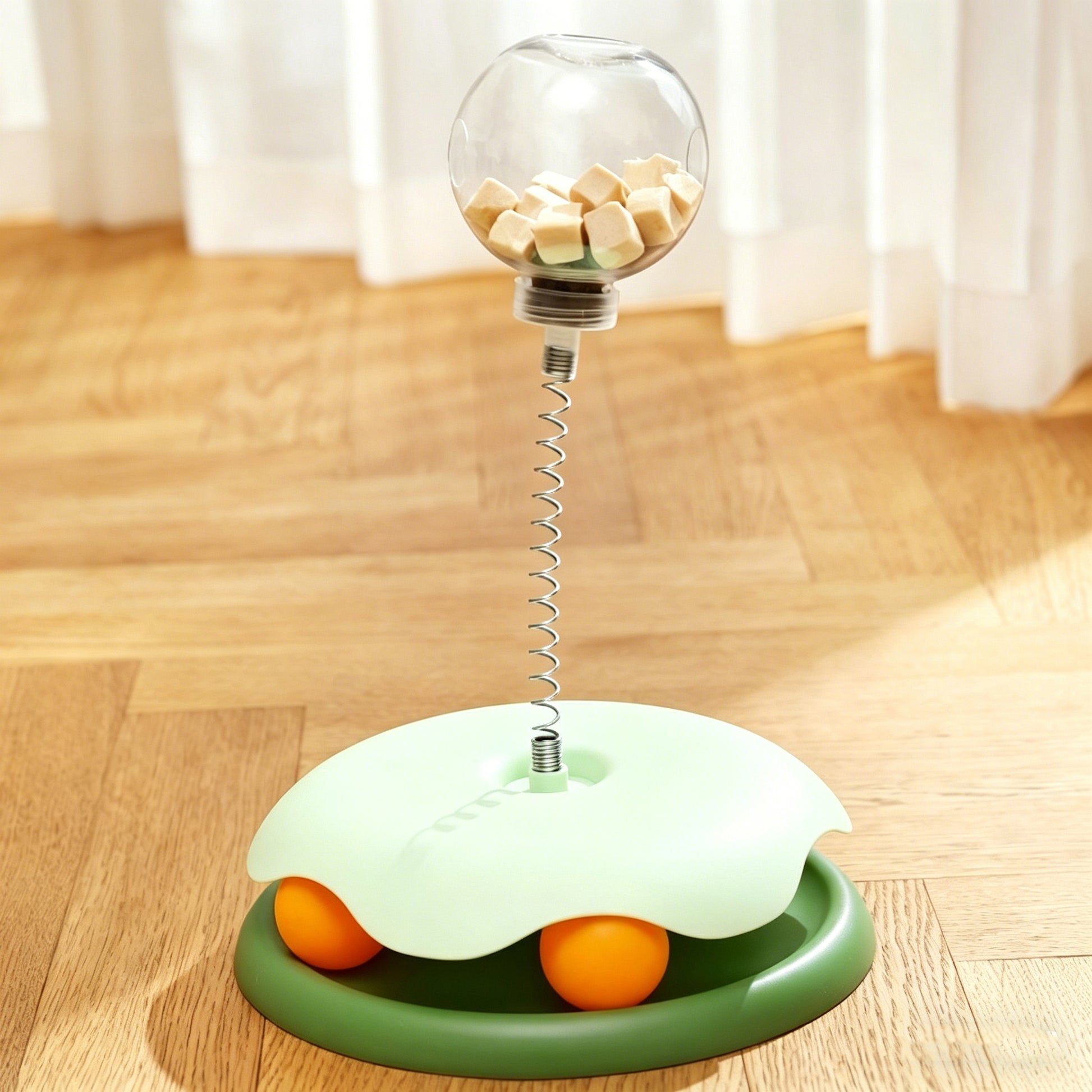Cat Toy Puzzle Carrot Food Dispenser Suction Cup Spring Teaser-7