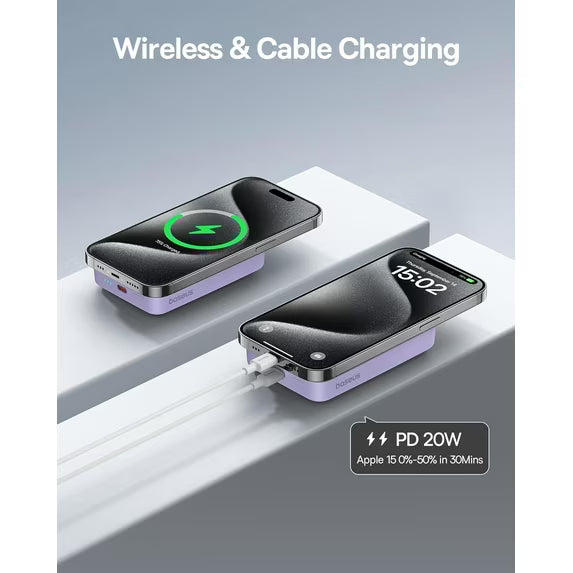 Baseus Magnetic 5000mAh Power Bank, Wireless Portable Charger for iPhone 17/16/15/14, Fast Charging Battery Pack, Purple-8