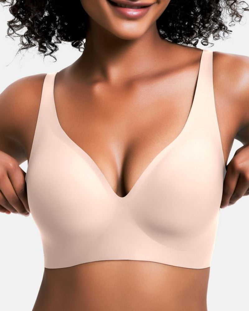 Jelly Wireless Seamless Deep V Push Up Bra-1