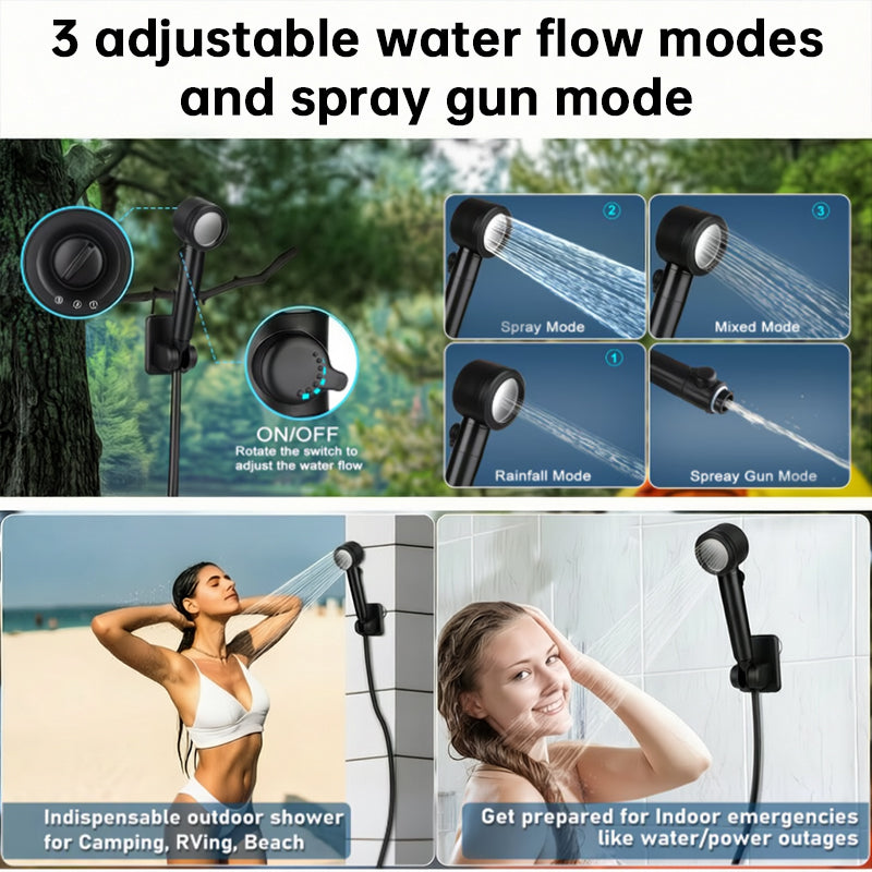 8000mAh Portable Camping Shower, IPX8 Waterproof Rechargeable Outdoor Shower Pump with Hose-5