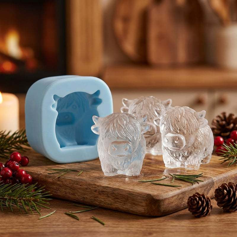1-6 Cube Highland Cow 3D Silicone Mold Set for Fondant, Chocolate, Candy, Biscuit, Cake, Candle, Soap, and Craft Baking DIY-2