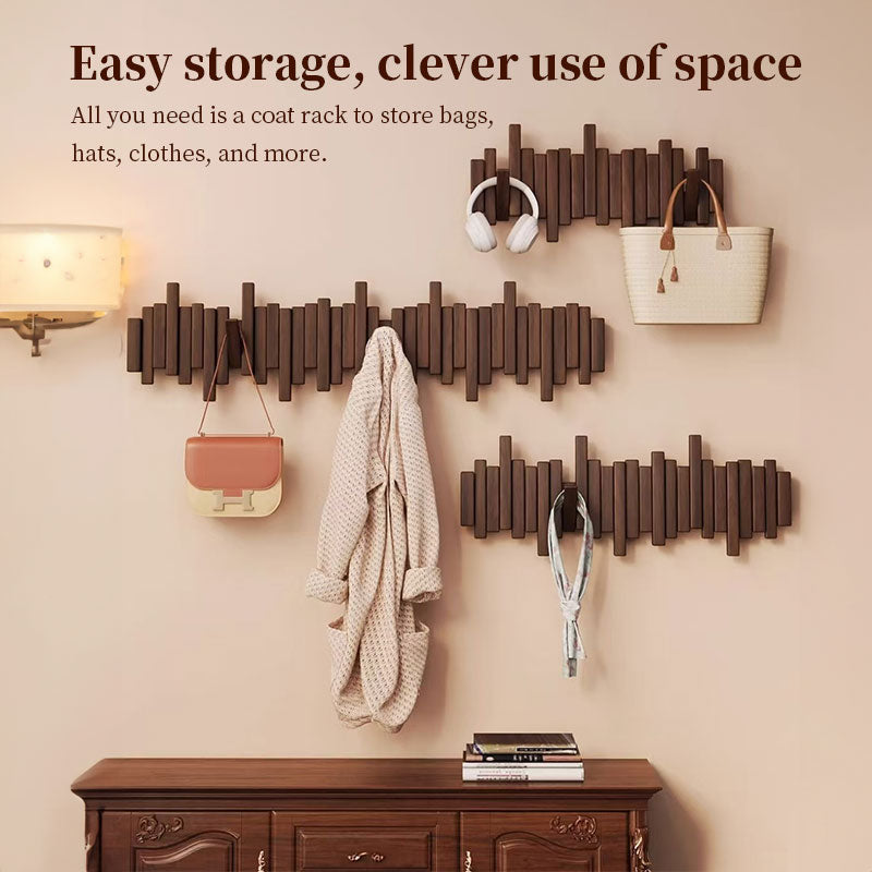 Solid Wood Hanger, Piano Key Wall Hook, Adhesive Back-of-Door Coat Hook, No Drill Entryway Organizer.-13