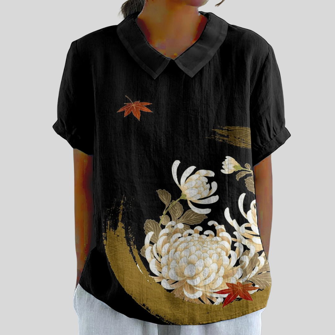 Zona | Black Floral Elegance Blouse-1
