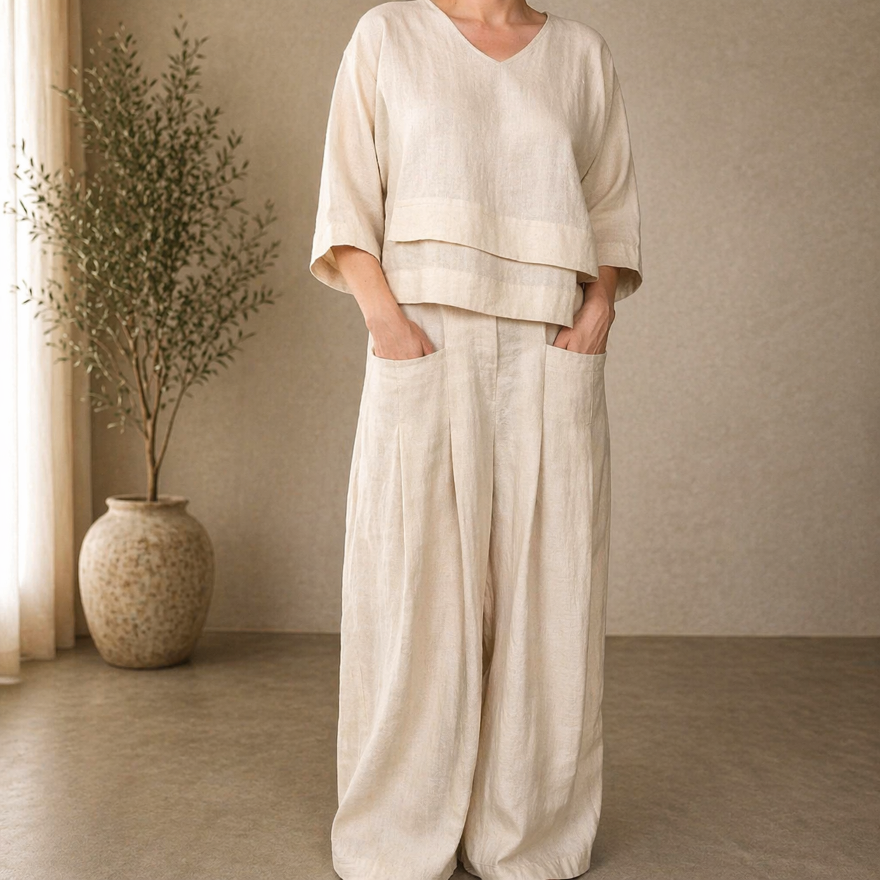 Clara | Wide Minimalist Two-Piece Set-1